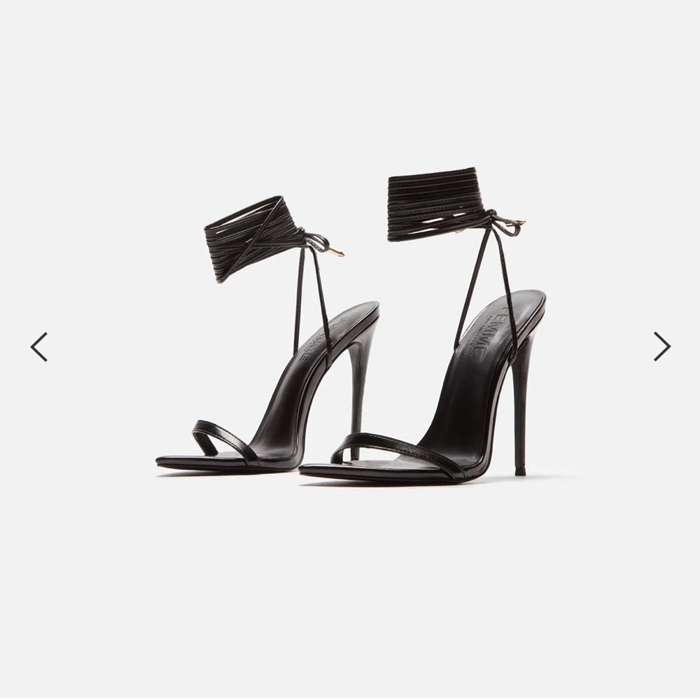 Femme LA London Lace Up Black Heels